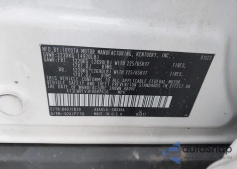 2023 Toyota Rav4 Hybrid Le из США, поврежденный, VIN 4T3LWRFV3PU087630